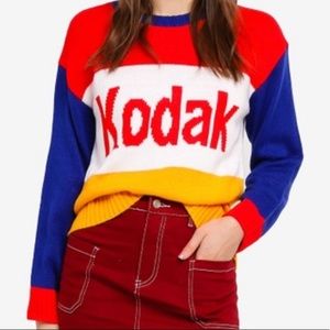 Official Kodak Knitted Sweater Street Wear Camera Colour Block KidCore